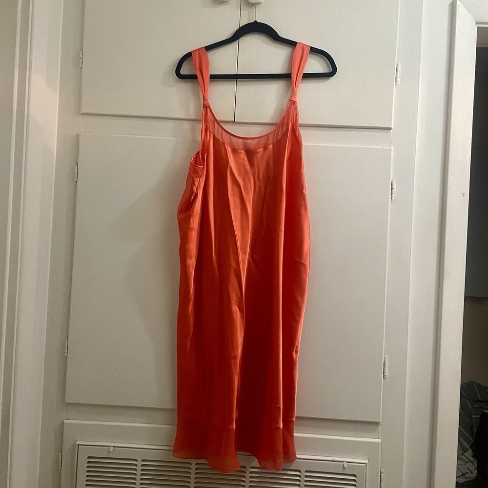 Vintage Serenada Silky Liquid Red Orange Satin Nightgown Sexy Plus Size 2X NWT